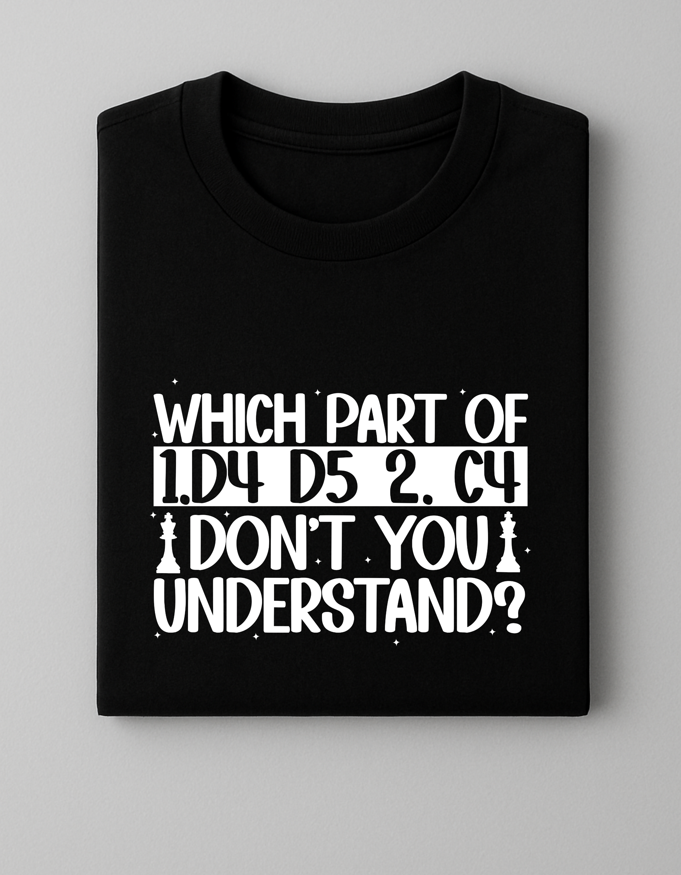 Black Chess T-Shirt – Queen's Gambit Opening.